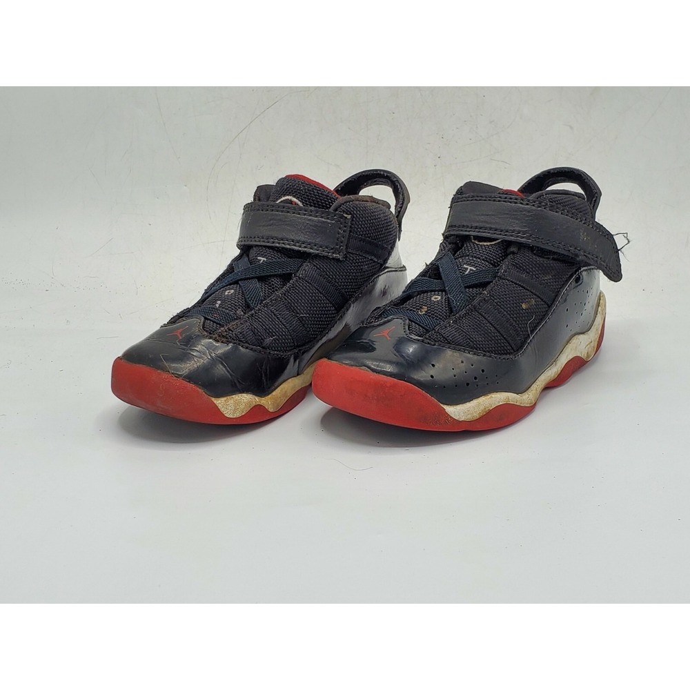 Baby NIKE 10C Air Jordan 6 Rings TD Bred Shoes Black Red 323420-062 AJ Toddler